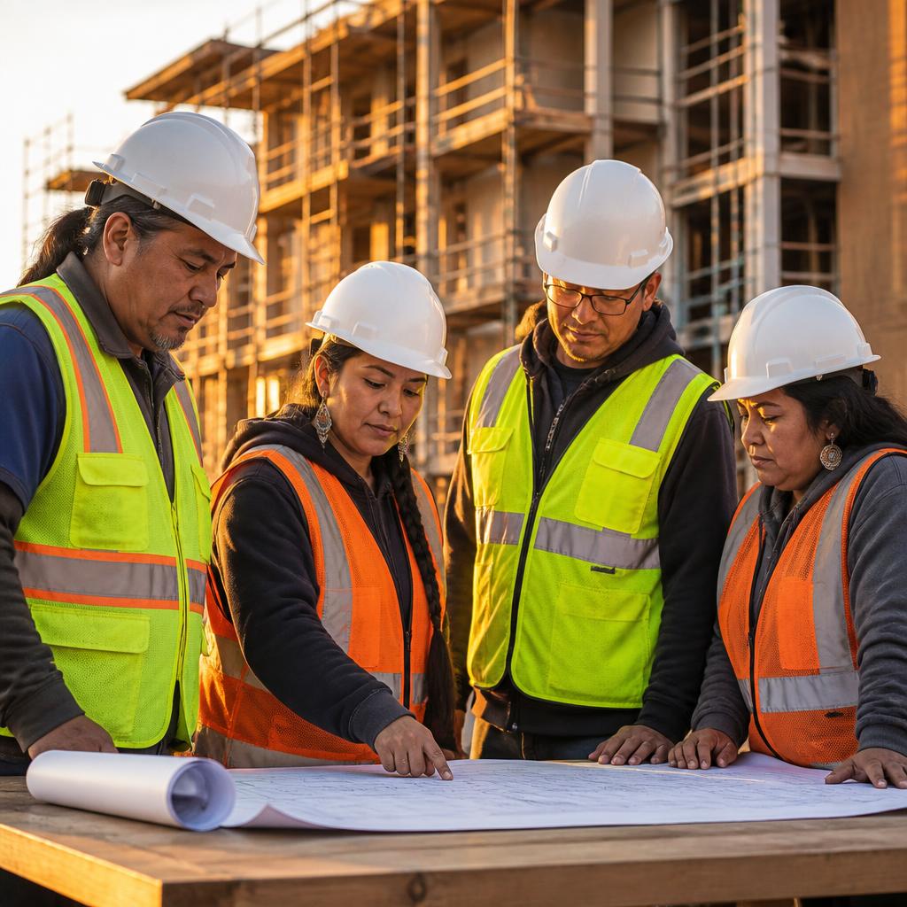 Indigenous-owned construction team meeting on site
